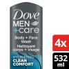 imageDove MenCare Body Wash Extra Fresh 4 Count for Mens Skin Care Body Wash Effectively Washes Away Bacteria While Nourishing Your Skin 18 ozClean Comfort