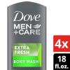 imageDove MenCare Body Wash Extra Fresh 4 Count for Mens Skin Care Body Wash Effectively Washes Away Bacteria While Nourishing Your Skin 18 ozExtra Fresh