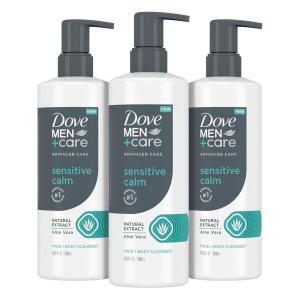 imageDOVE MEN  CARE Advanced Care Face  Body Cleanser Sensitive Calm 3 Count for Sensitive Skin Body Wash with Natural Extract Aloe Vera 169 ozAloe Vera
