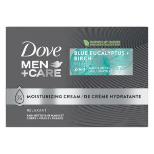 imageDOVE MEN  CARE Bar 3 in 1 Cleanser for Body Face and Shaving Blue Eucalyptus 8 Bars For Fresh HealthyFeeling Skin Body and Facial Cleanser More Moisturizing Than Bar Soap 375 ozBlue Eucalyptus