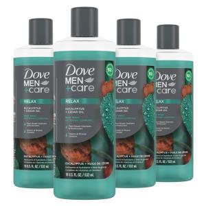 imageDOVE MEN  CARE Body 4 Count Wash Lime  Avocado Oil to Rebuild Skin in the Shower with PlantBased Cleansers and Moisturizers 18 ozEucalyptus  Cedar