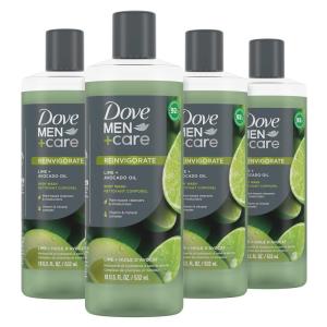 imageDOVE MEN  CARE Body 4 Count Wash Lime  Avocado Oil to Rebuild Skin in the Shower with PlantBased Cleansers and Moisturizers 18 ozLime  Avocado