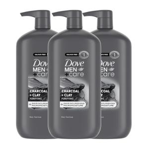 imageDOVE MEN  CARE Body and Face Wash with Wild Mint Oil Invigorating Revive 3N1 with 24Hour Nourishing Micromoisture Technology 30 oz 3 CountCharcoal Clay
