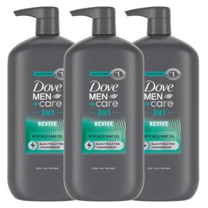 imageDOVE MEN  CARE Body and Face Wash with Wild Mint Oil Invigorating Revive 3N1 with 24Hour Nourishing Micromoisture Technology 30 oz 3 CountRevive with Tea Tree Oil