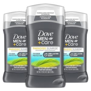 imageDOVE MEN  CARE Deodorant Stick for Men Aluminum Free 72Hour Odor Protection Paradiso Sunrise 3 Count Mens Deodorant with Essential Oils ampamp 14 Moisturizing Cream 3 oz