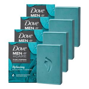 imageDOVE MEN  CARE PlantPowered Natural Essential Oil Bar Soap Reinvigorating Lime  Avocado Oil to Clean and Hydrate Mens Skin 4in1 Bar Soap for Mens Body Hair Face and Shave 5 oz 4 CountEucalyptus  Cedar Oil