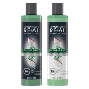 imageDOVE MEN  CARE Real BioMimetic Care Shampoo ampamp Conditioner Reconstruct 2 Count For Damaged Hair Sulfate Free Shampoo ampamp SiliconeFree Conditioner with Coco Fatty Acid  Vegan Keratin 10 Oz