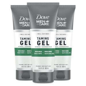 imageDOVE MEN  CARE Styling Gel 3 count Hair Taming Gel for a Strong Hold Hair Styling Product for Thicker and Healthier Looking Hair 7 oz