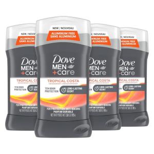imageDove MenCare AluminumFree Deodorant Tropical Costa 4 Count for a LongLasting Scent with 72H Odor Protection 30 oz