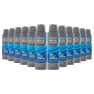 imageDove MenCare Antiperspirant Deodorant Clean Comfort Pack of 12 Dry Spray For Men 72hour Sweat and Odor Protection with Triple Defense Technology 38 ozLavender