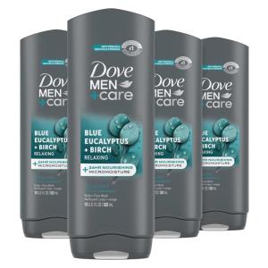 imageDove MenCare Body Wash Extra Fresh 4 Count for Mens Skin Care Body Wash Effectively Washes Away Bacteria While Nourishing Your Skin 18 ozBlue Eucalyptus