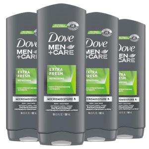 imageDove MenCare Body Wash Extra Fresh 4 Count for Mens Skin Care Body Wash Effectively Washes Away Bacteria While Nourishing Your Skin 18 ozExtra Fresh