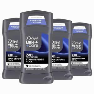 imageDove MenCare Deodorant Stick 4 Count Stain Defense Clean for Men Antiwhite Marks ampamp Antiyellow Stains with 72hour Sweat and Odor Protection 27 ozCool