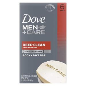 imageDOVE MEN  CARE Body Soap and Face Bar More Moisturizing Than Bar Soap Deep Clean Effectively Washes Away Bacteria Nourishes Your Skin 375 oz 6 Bars