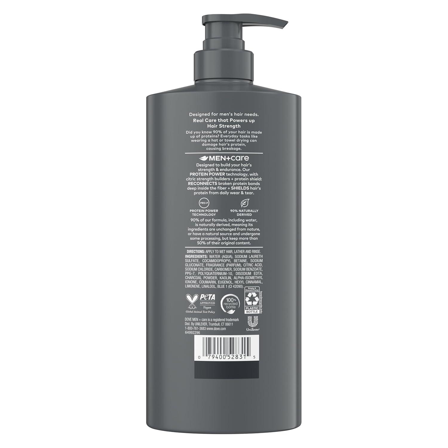 imageDOVE MEN  CARE Shampoo 1 count Charcoal  Clay for Real Hair that Powers Up Hair Strength with Deep Purifying Benefits 28 Fl oz