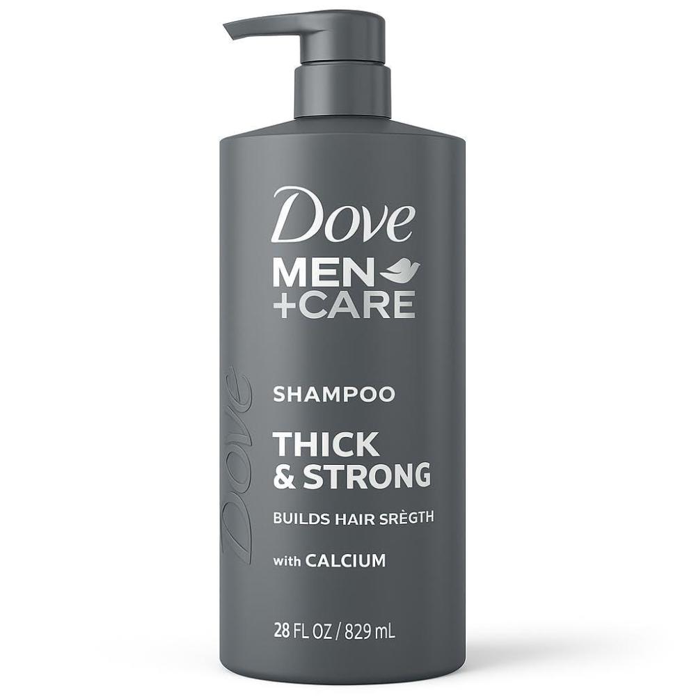 imageDOVE MEN  CARE Shampoo 1 count Thick ampamp Strong Builds Hair Strength with Calcium 28 Fl oz