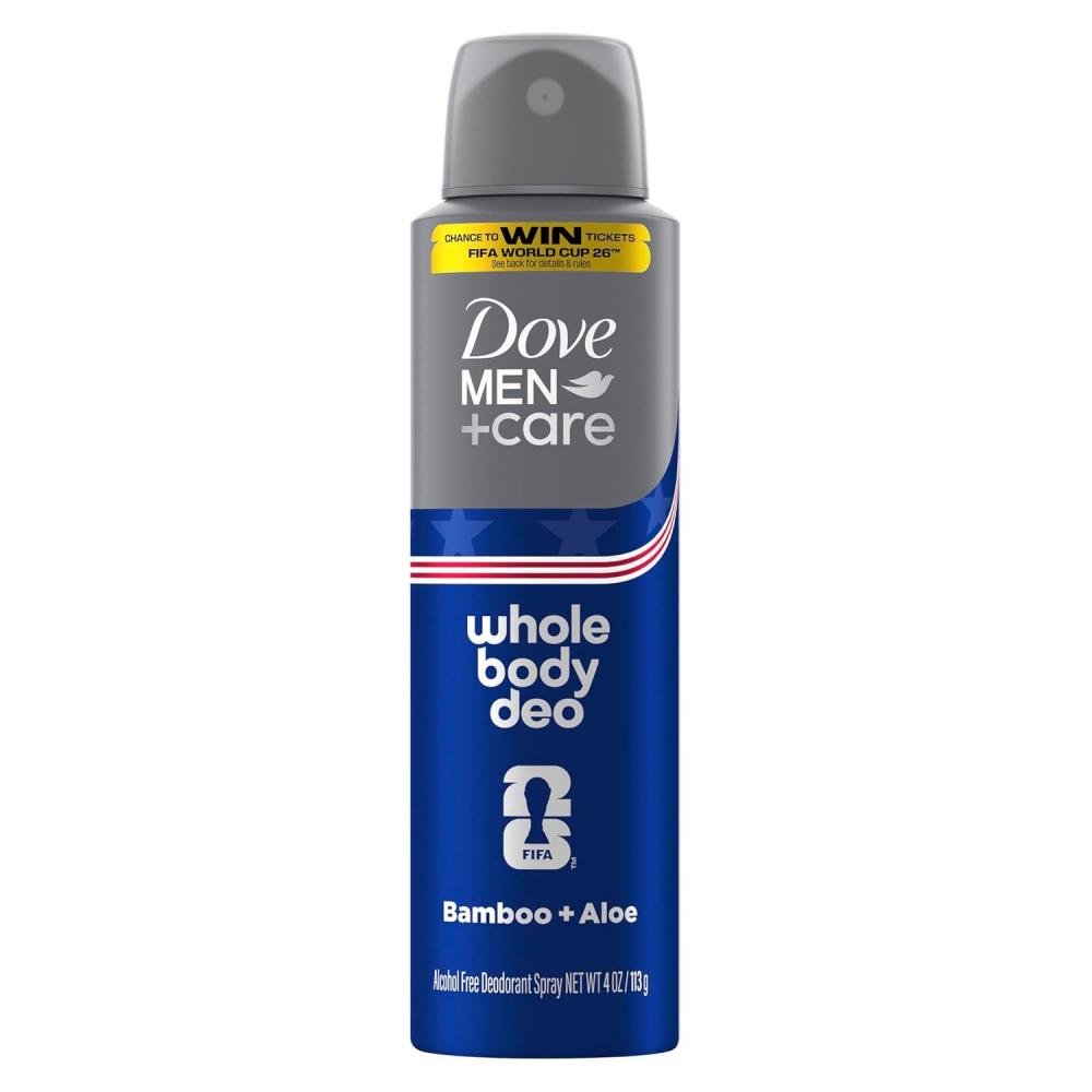 imageDOVE MEN  CARE Whole Body Deo Aluminum Free Deodorant Spray Bamboo  Aloe Suitable from Pits Privates to Feet 4 oz