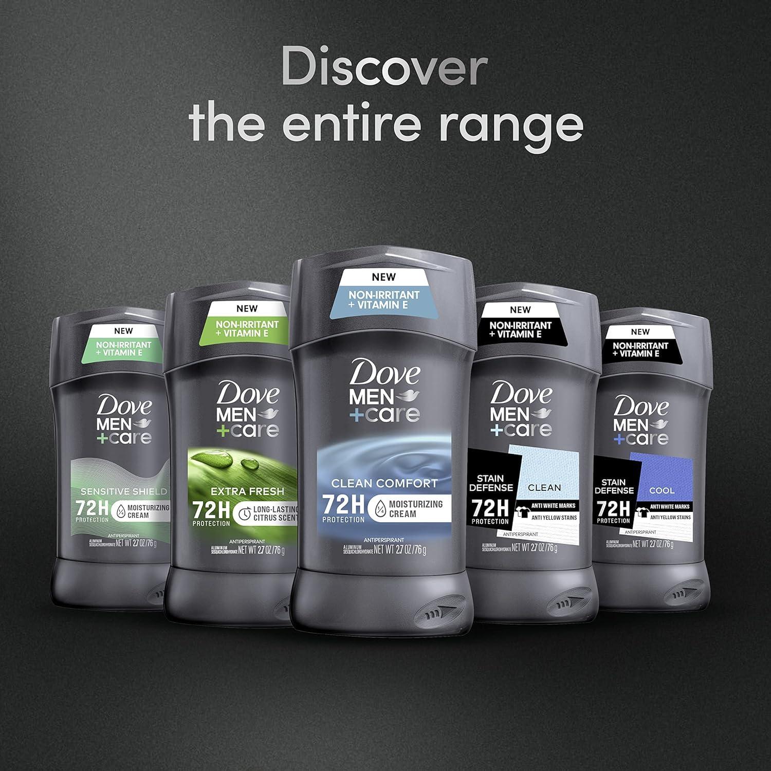 imageDove MenCare Antiperspirant Deodorant 48hour sweat and odor protection Clean Comfort Antiperspirant for men formulated with vitamin E and Triple Action Moisturizer 27 oz pack of 3Linen