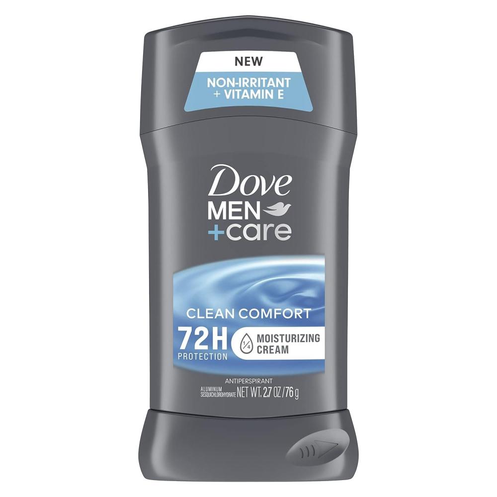 imageDove MenCare Antiperspirant Deodorant 48hour sweat and odor protection Clean Comfort Antiperspirant for men formulated with vitamin E and Triple Action Moisturizer 27 oz pack of 3Linen