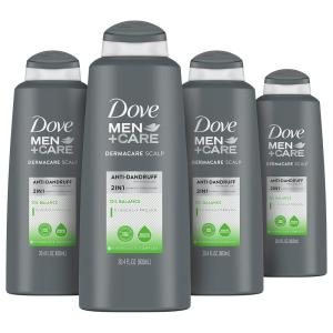imageDOVE MEN  CARE 2in1 AntiDandruff Shampoo and Conditioner Oil Balance 4 Count For Oily Hair Care With Hydrolock Complex 204 ozWhite